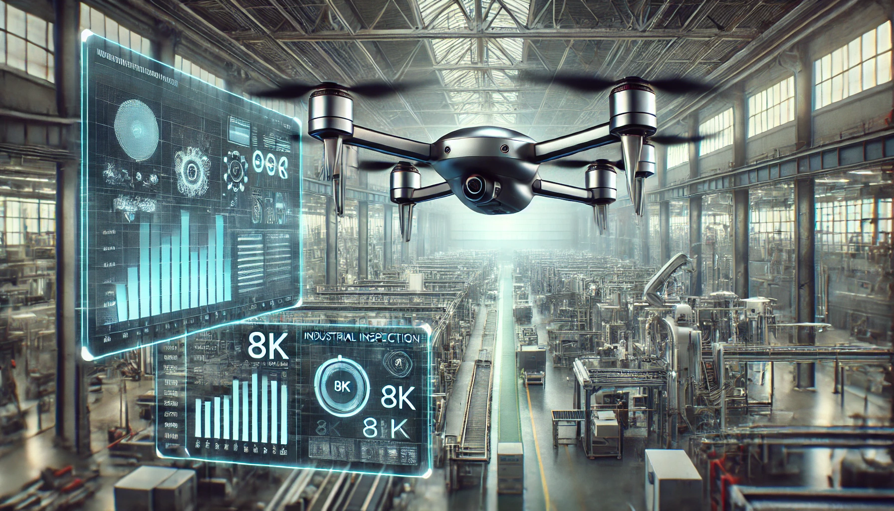 Drone monitoring manufacturing facility