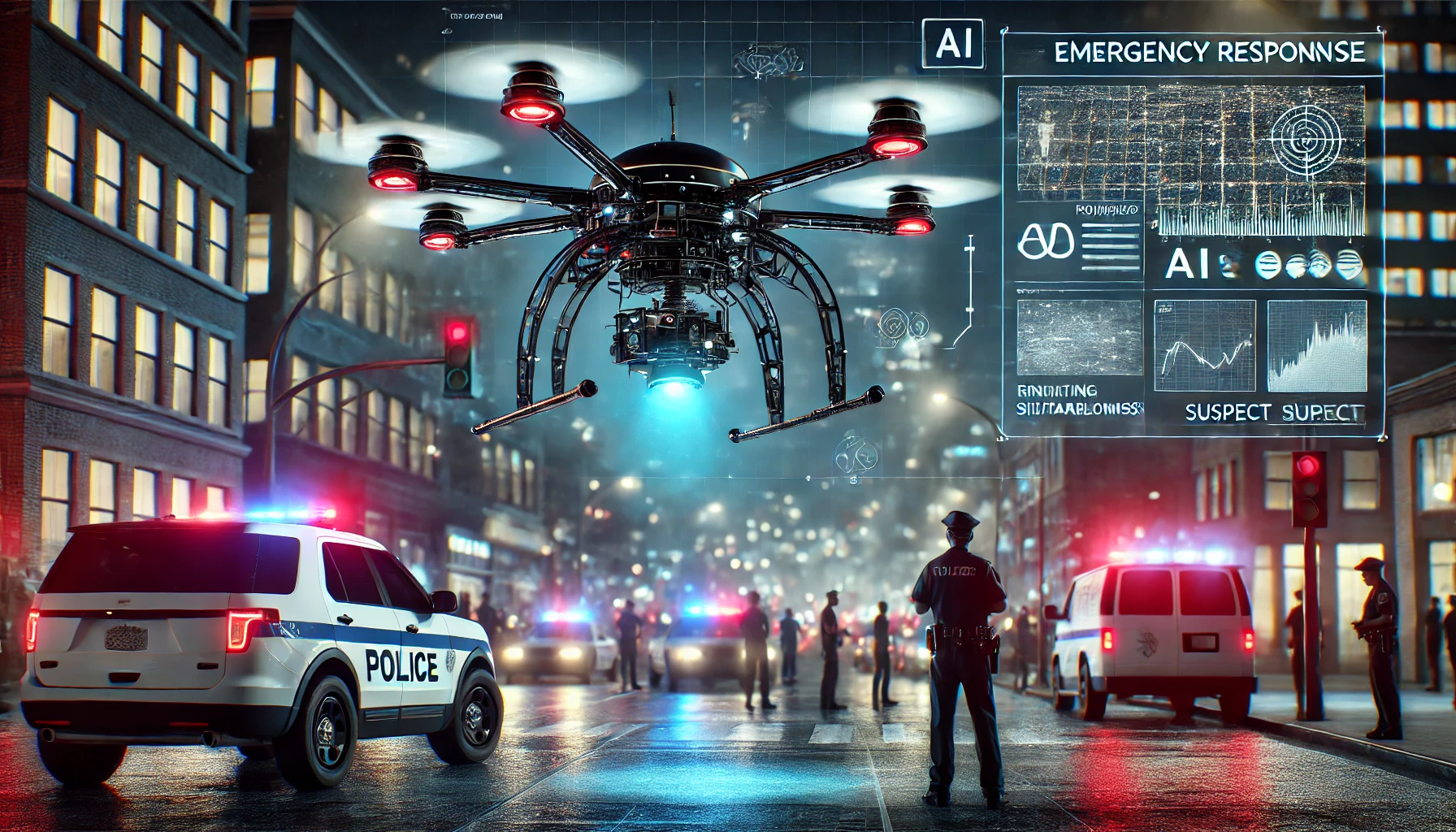 Drone assisting in emergency response